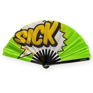 Pop art comic book style Sick clack fan with velvet bag for storage